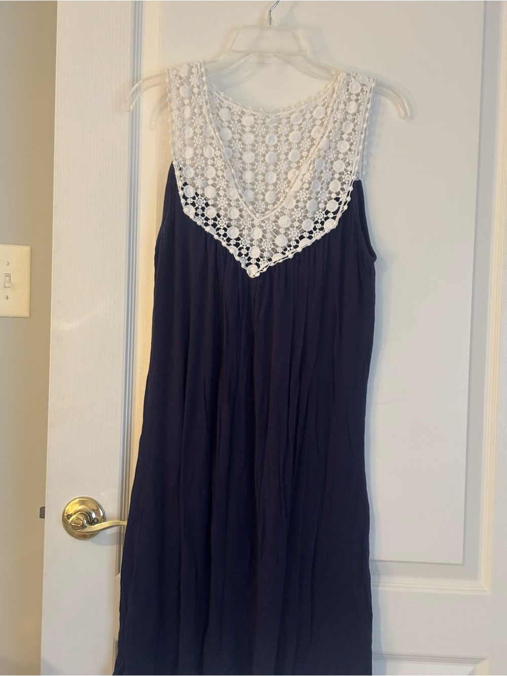 Kenneth Cole Reaction Navy Swim Coverup with White Crochet Yoke